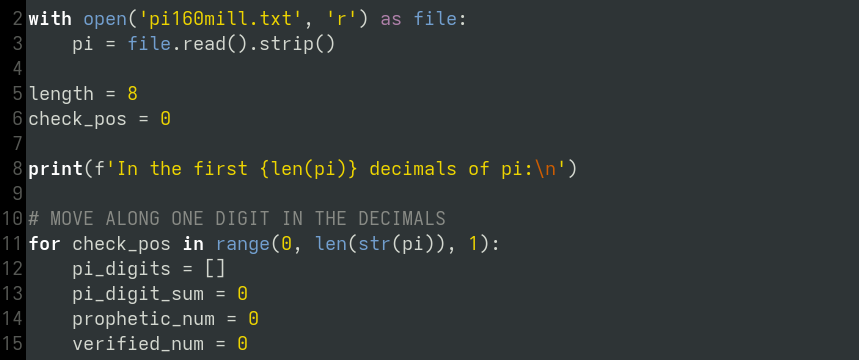 A screenshot from the python program.